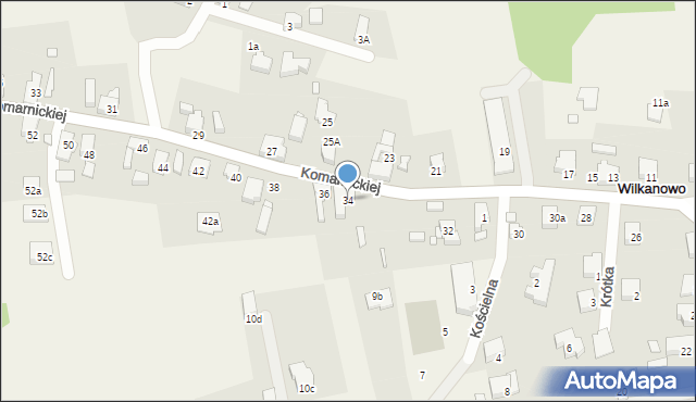 Wilkanowo, Komarnickiej Wandy, 34, mapa Wilkanowo