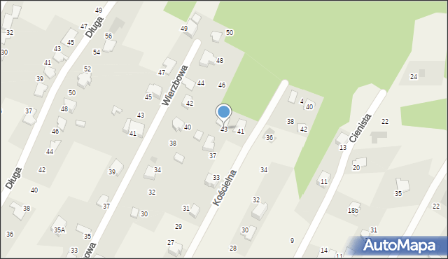 Wilkowice, Kościelna, 43, mapa Wilkowice