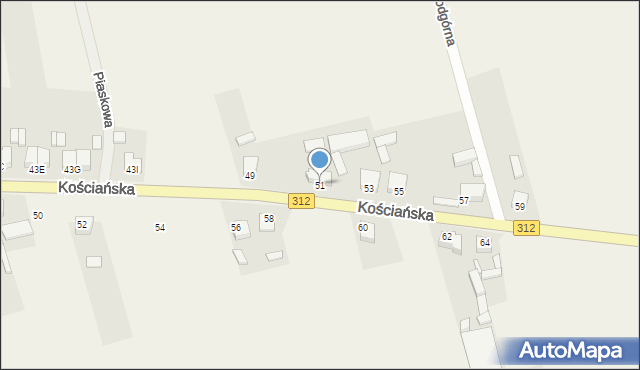 Wilkowo Polskie, Kościańska, 51, mapa Wilkowo Polskie