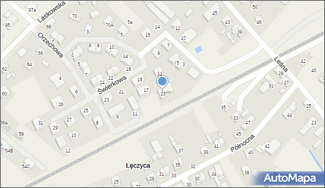 Wiry, Kolejowa, 13, mapa Wiry