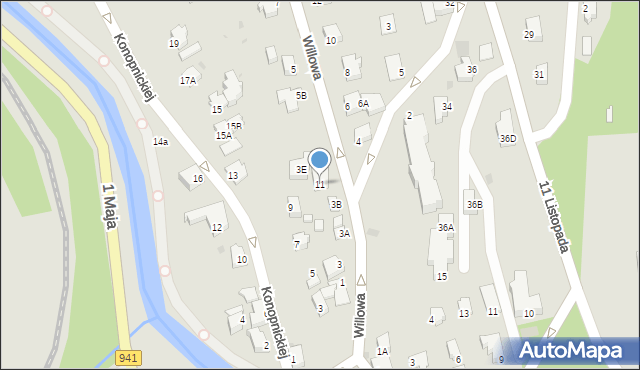 Wisła, Konopnickiej Marii, 11, mapa Wisła