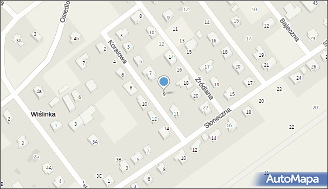 Wiślinka, Koralowa, 9, mapa Wiślinka
