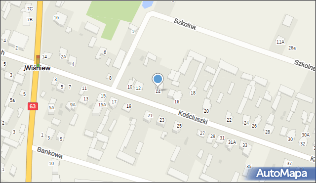 Wiśniew, Kościuszki Tadeusza, gen., 14, mapa Wiśniew