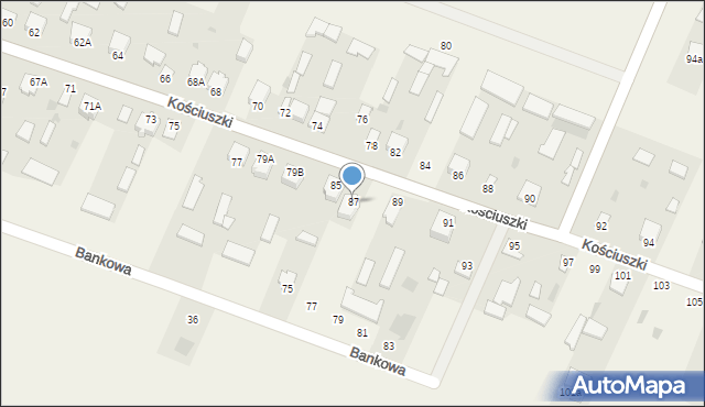 Wiśniew, Kościuszki Tadeusza, gen., 87, mapa Wiśniew