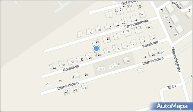 Witkowo Drugie, Koralowa, 26, mapa Witkowo Drugie