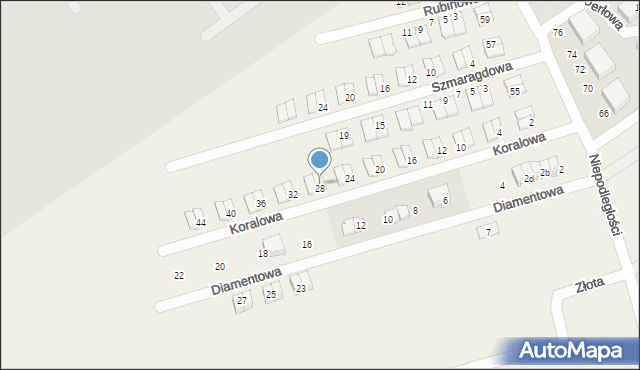Witkowo Drugie, Koralowa, 28, mapa Witkowo Drugie
