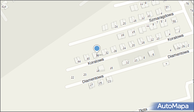 Witkowo Drugie, Koralowa, 36, mapa Witkowo Drugie