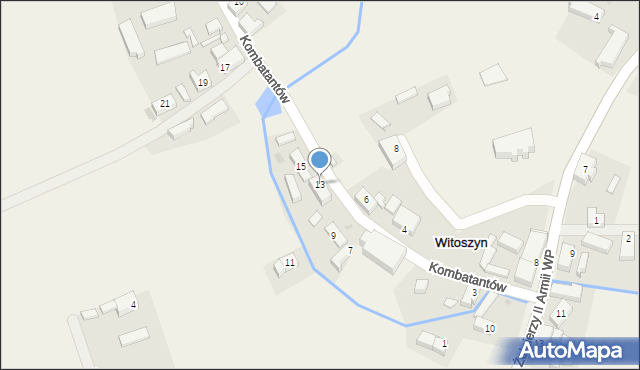 Witoszyn, Kombatantów, 13, mapa Witoszyn