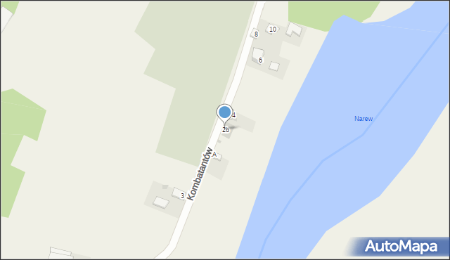 Wizna, Kombatantów, 2b, mapa Wizna