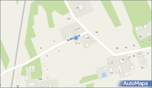 Władzin, Kołbielska, 1, mapa Władzin