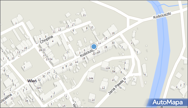 Wleń, Kościuszki Tadeusza, gen., 22, mapa Wleń