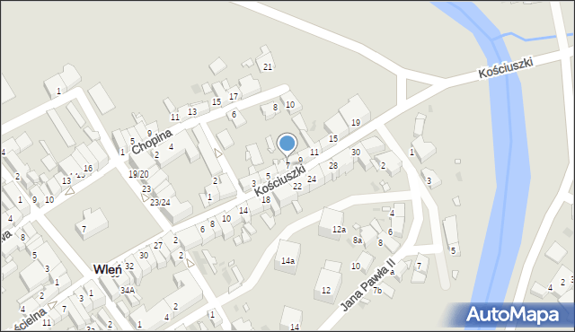 Wleń, Kościuszki Tadeusza, gen., 7, mapa Wleń