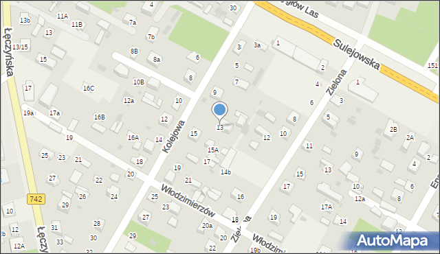 Włodzimierzów, Kolejowa, 13, mapa Włodzimierzów