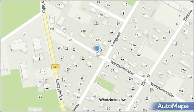 Włodzimierzów, Kolejowa, 20, mapa Włodzimierzów