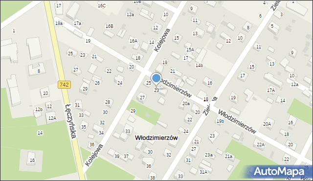 Włodzimierzów, Kolejowa, 23, mapa Włodzimierzów