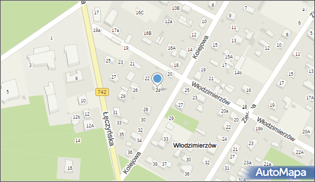 Włodzimierzów, Kolejowa, 24, mapa Włodzimierzów
