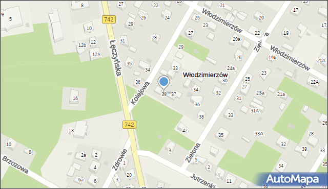 Włodzimierzów, Kolejowa, 39, mapa Włodzimierzów