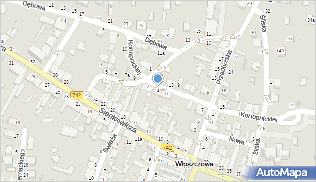 Włoszczowa, Konopnickiej Marii, 4, mapa Włoszczowa