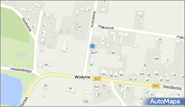 Wodynie, Kościelna, 2A, mapa Wodynie