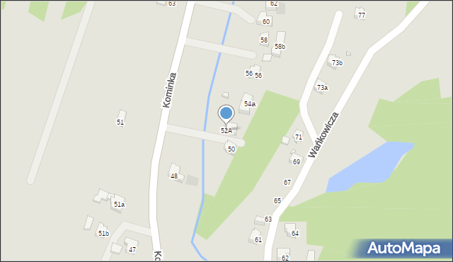 Wodzisław Śląski, Kominka Bolesława, ks. kan., 52A, mapa Wodzisławia Śląskiego