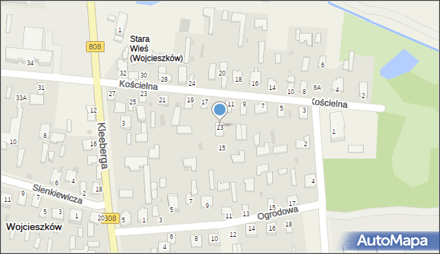 Wojcieszków, Kościelna, 13, mapa Wojcieszków