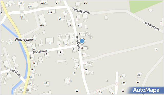 Wojcieszów, Kościelna, 13, mapa Wojcieszów