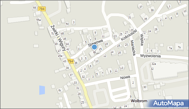 Wolbrom, Kościuszki Tadeusza, gen., 11b, mapa Wolbrom