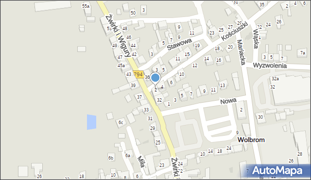 Wolbrom, Kościuszki Tadeusza, gen., 2, mapa Wolbrom
