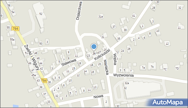 Wolbrom, Kościuszki Tadeusza, gen., 25, mapa Wolbrom