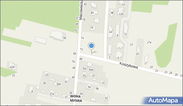 Wólka Mińska, Koszykowa, 1, mapa Wólka Mińska