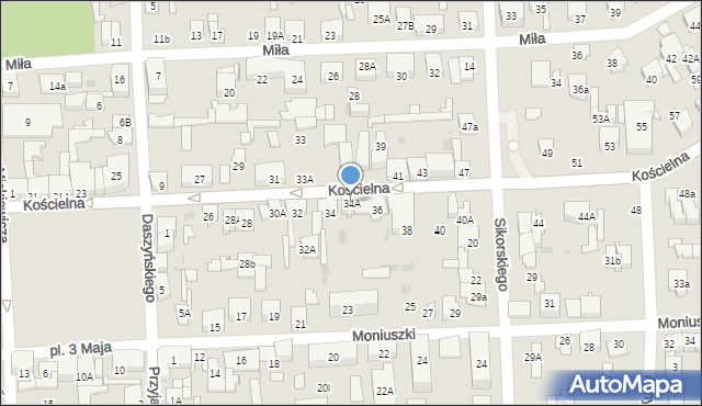 Wołomin, Kościelna, 34A, mapa Wołomin