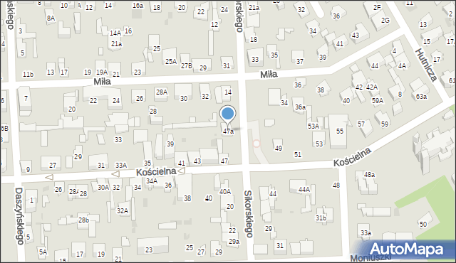 Wołomin, Kościelna, 47a, mapa Wołomin