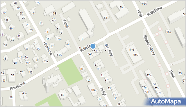 Wołomin, Kościelna, 54b, mapa Wołomin