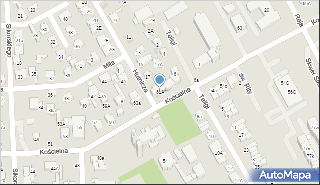 Wołomin, Kościelna, 61A, mapa Wołomin