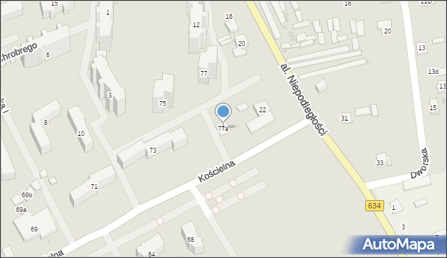 Wołomin, Kościelna, 77a, mapa Wołomin