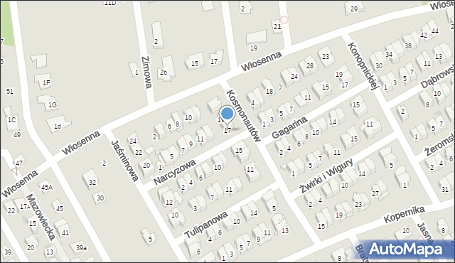 Wołomin, Kosmonautów, 17, mapa Wołomin