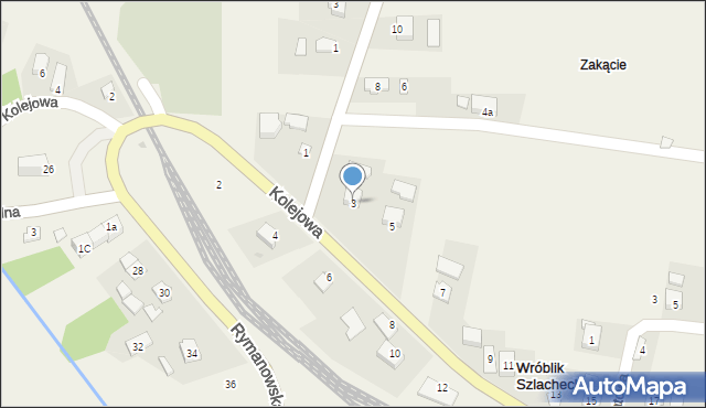 Wróblik Szlachecki, Kolejowa, 3, mapa Wróblik Szlachecki