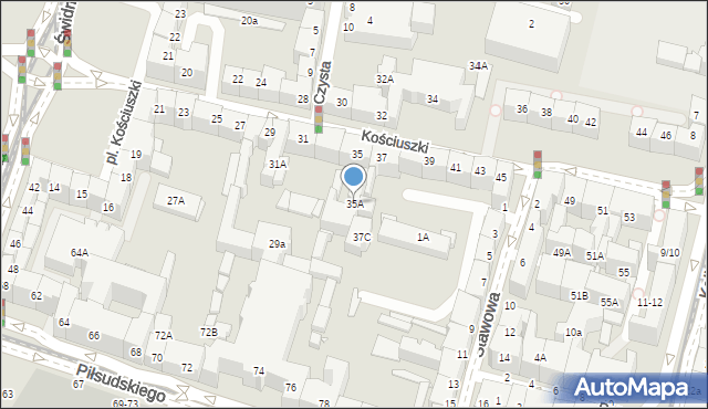 Wrocław, Kościuszki Tadeusza, gen., 35A, mapa Wrocławia