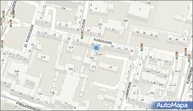 Wrocław, Kościuszki Tadeusza, gen., 37A, mapa Wrocławia