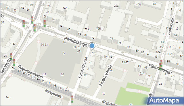 Wrocław, Komandorska, 2, mapa Wrocławia