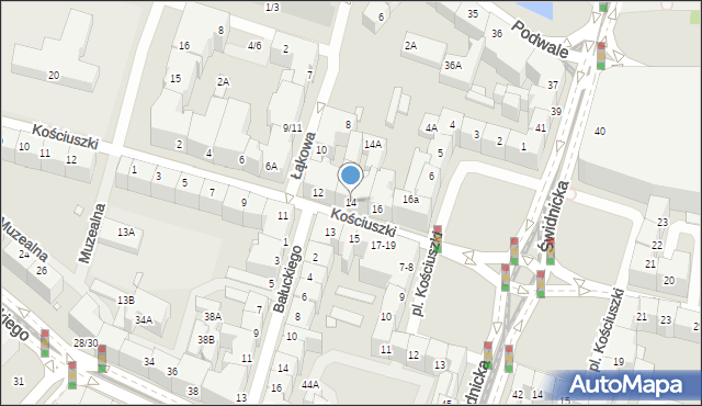 Wrocław, Kościuszki Tadeusza, gen., 14, mapa Wrocławia