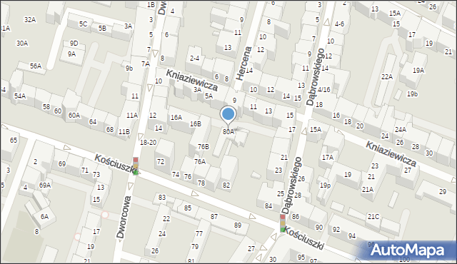 Wrocław, Kościuszki Tadeusza, gen., 80A, mapa Wrocławia