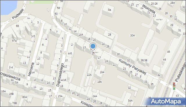 Wrocław, Komuny Paryskiej, 15, mapa Wrocławia