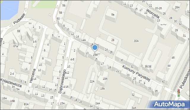 Wrocław, Komuny Paryskiej, 15A, mapa Wrocławia