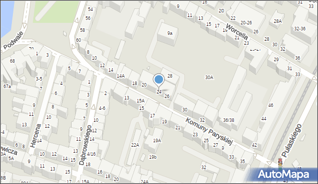 Wrocław, Komuny Paryskiej, 24, mapa Wrocławia
