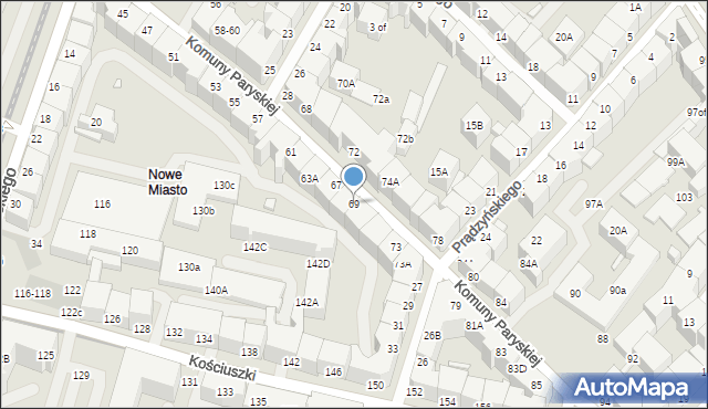 Wrocław, Komuny Paryskiej, 69, mapa Wrocławia
