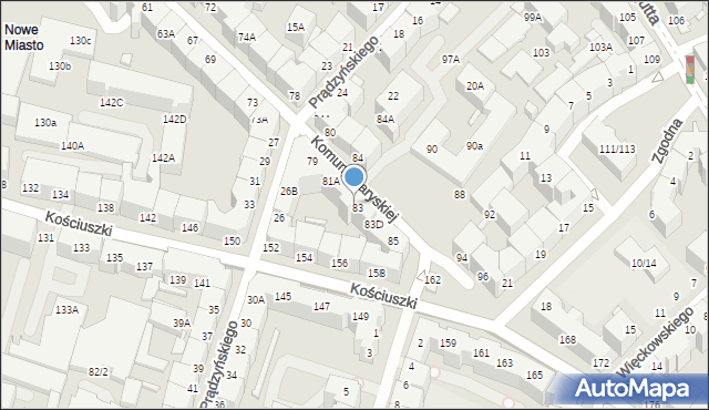 Wrocław, Komuny Paryskiej, 83A, mapa Wrocławia