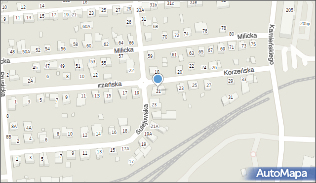 Wrocław, Korzeńska, 21, mapa Wrocławia