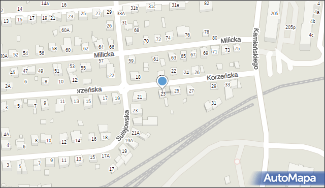 Wrocław, Korzeńska, 23, mapa Wrocławia