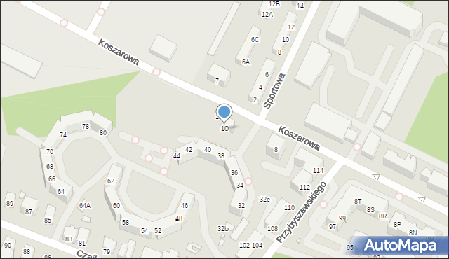 Wrocław, Koszarowa, 10, mapa Wrocławia